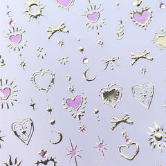 Rhinestone Nail Sticker - Star Moon Heart (Pink)