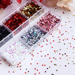 Mini Heart Nail Glitters - 6 Grids