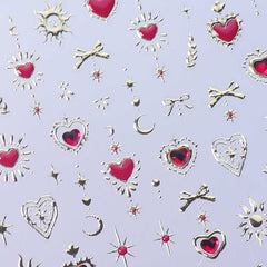 Rhinestone Nail Sticker - Star Moon Heart (Red)