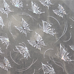 Rhinestone Nail Sticker - Lucky White Butterfly