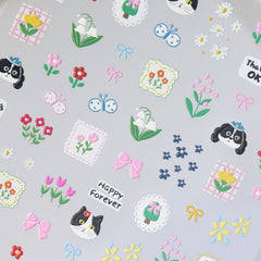 5D Nail Sticker - Flower Fabric Patch