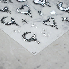 5D Nail Sticker - Vintage Chrome Heart