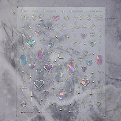 Chrome Nail Sticker - Gold Frame Heart