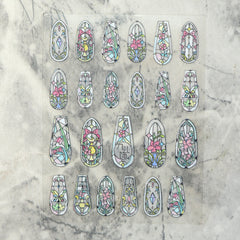 Shell Nail Sticker - Black Rococo Window (Long)