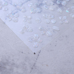 Shell Nail Sticker - Icy Flower (White)