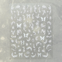 Rhinestone Nail Sticker - White Wildflower