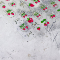 Chrome Nail Sticker - Bowknot Strawberry