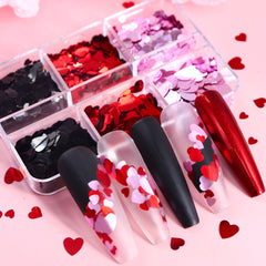 Heart Nail Glitters - 6 Grids
