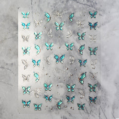 Rhinestone Nail Sticker - Green Butterfly