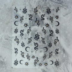 Chrome Nail Sticker - Snake (Black)