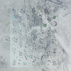 Chrome Nail Sticker - Snake (Silver)