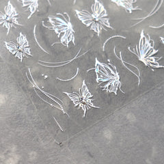 Rhinestone Nail Sticker - Lucky White Butterfly