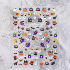 5D Nail Sticker - Cat Pumpkin Lamp