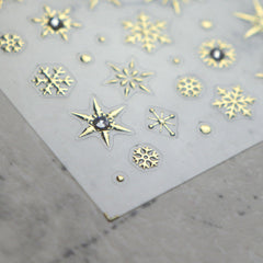 Rhinestone Nail Sticker - Snowflake (Gold)