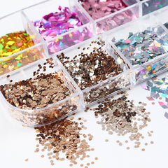 Rhombic Nail Glitters - 12 Grids