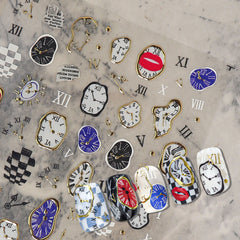Chrome Nail Sticker - Distorted Clock
