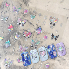 Chrome Nail Sticker - Dreamy Butterfly & Heart
