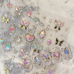 Chrome Nail Sticker - Dreamy Butterfly & Heart