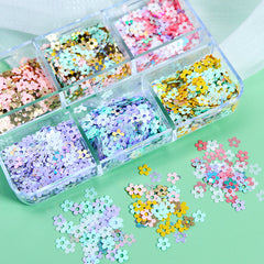 Metallic Flower Nail Glitters - 6 Grids