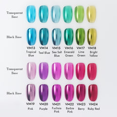 12 Colors Mirror Metallic Chrome Powder Set - Rainbow