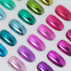 12 Colors Mirror Metallic Chrome Powder Set - Rainbow
