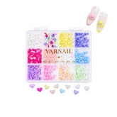 Heart Nail Charms with 12 Grids Storage Box