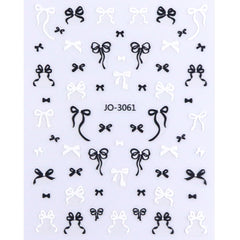 Nail Sticker - Black & White Bowknot
