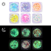 Glow In Dark Mixed Nail Sequins 6 Colors/Set