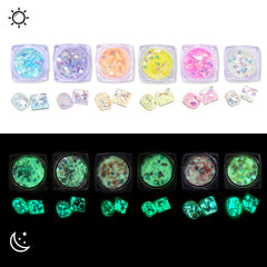 Glow In Dark Mixed Nail Sequins 6 Colors/Set