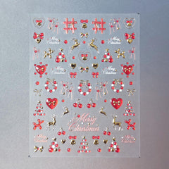 Chrome Nail Sticker - Red & Gold Christmas