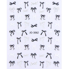 Nail Sticker - Black & White Bowknot