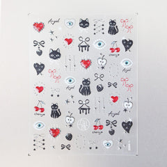Jelly Nail Sticker - Sweet Black & White
