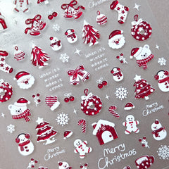 Gilding Nail Sticker - Red & White Christmas