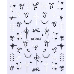Nail Sticker - Black & White Bowknot