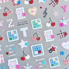 5D Nail Sticker - Plaid Cherry