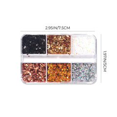 Mini Five-Pointed Star Nail Glitters - 6 Grids