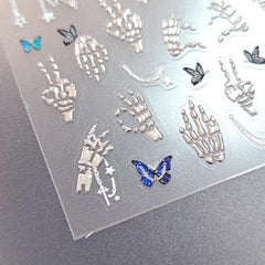 Chrome Nail Sticker - Butterfly & Skeleton