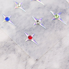Rhinestone Nail Sticker - Four-Pointed Star (White)