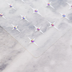 Rhinestone Nail Sticker - Four-Pointed Star (White)