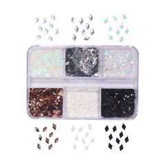 6 Grids Nail Sequins - Diamond Snowflake