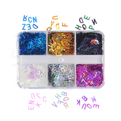 6 Grids Holographic Nail Sequins - Letters
