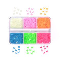 Glow In Dark Nail Neon Butterfly Sequins - 6 Grids