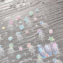 Jelly Nail Sticker - Iridescent jellyfish