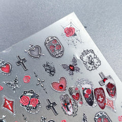 Rhinestone Nail Sticker - Dark Rose