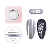 Mirror Metallic Nail Art Gel Polish - M02 Silver