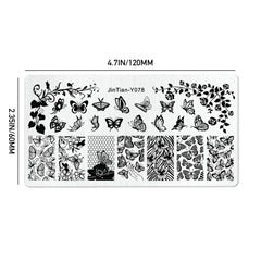 Nail Stamping Plates - Rose & Butterfly