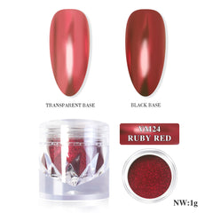 Mirror Metallic Nail Chrome Powder - VM24 Ruby Red