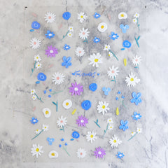 5D Nail Sticker - Blue Wildflowers