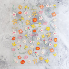 5D Nail Sticker - Crayon Flowers
