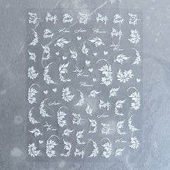 5D Nail Sticker - White Garden